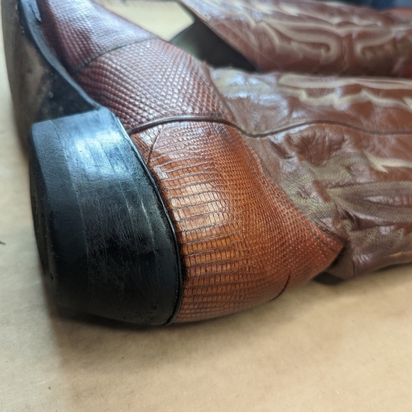 Panhandle Slim men's size 7.5D, women's sz 8.5Wide, Exotic Genuine Brown Teju Li - Picture 8 of 13